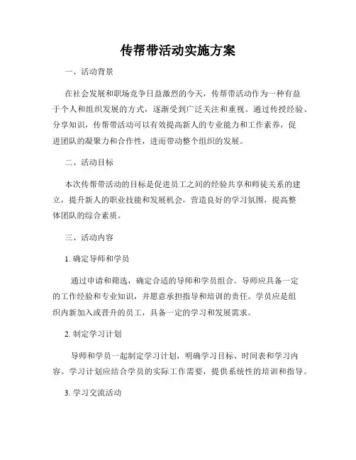 传帮带活动实施方案
