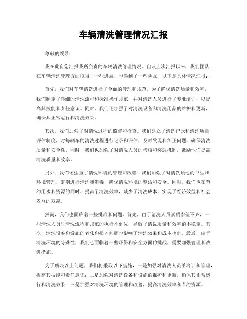 车辆清洗管理情况汇报