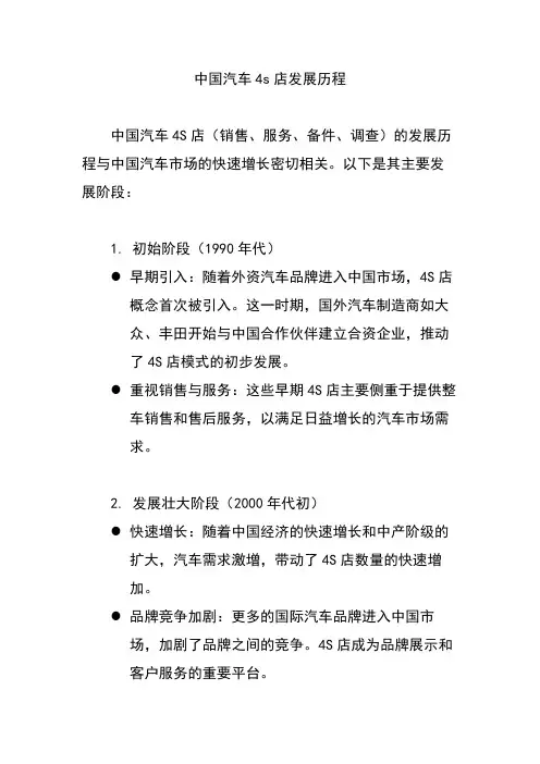 中国汽车4s店发展历程