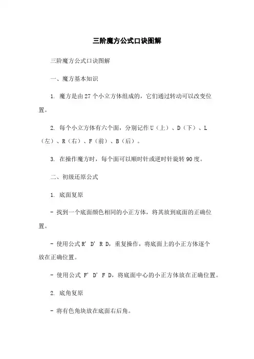 三阶魔方公式口诀图解