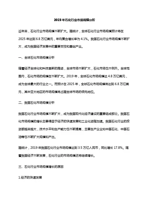 2023年石化行业市场规模分析
