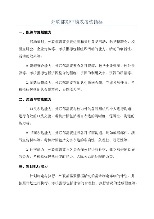 外联部期中绩效考核指标