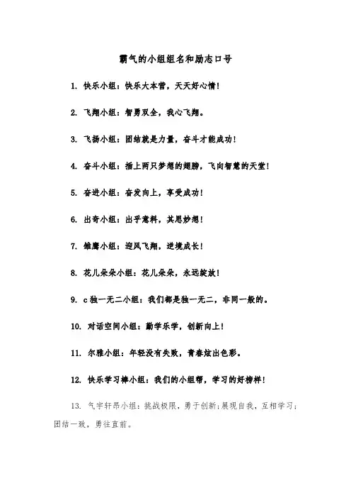 霸气的小组组名和励志口号（2篇）