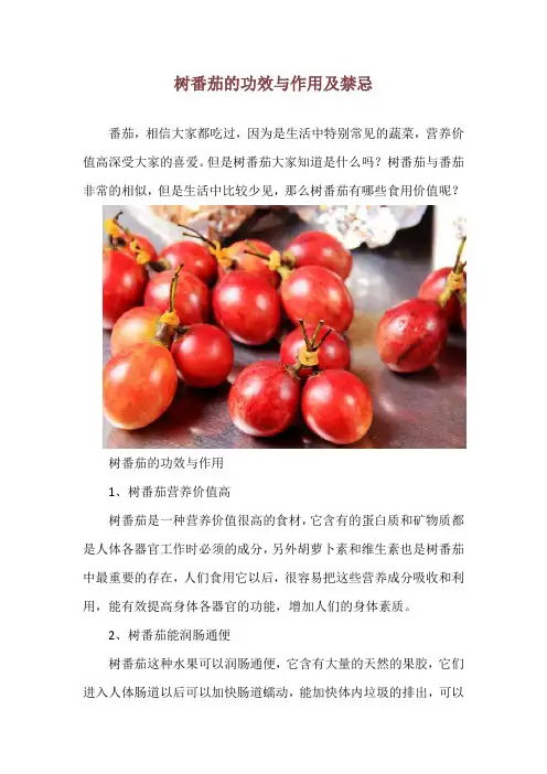 树番茄的功效与作用及禁忌
