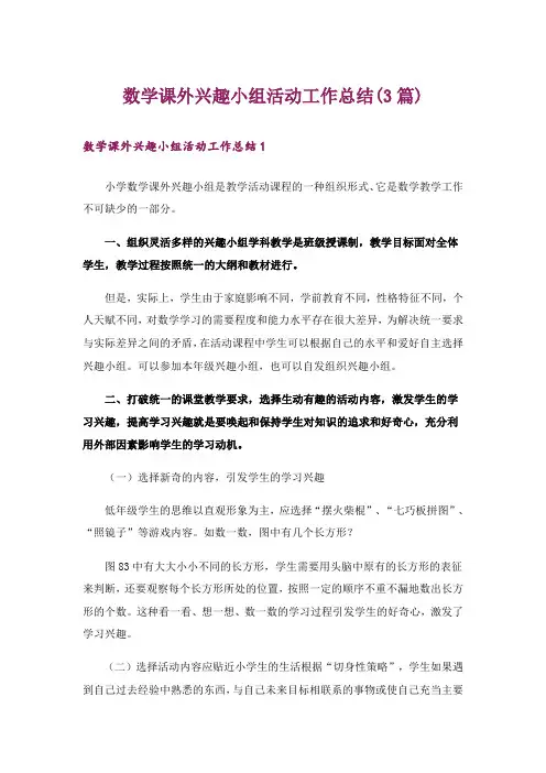 数学课外兴趣小组活动工作总结(3篇)