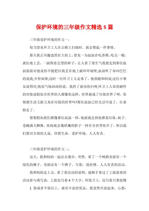 保护环境的三年级作文精选5篇