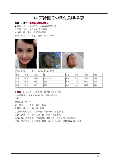 中医诊断学-望诊课程提要