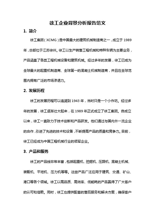 徐工企业背景分析报告范文