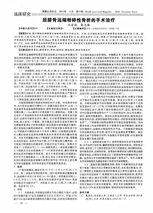 胫腓骨远端粉碎性骨折的手术治疗