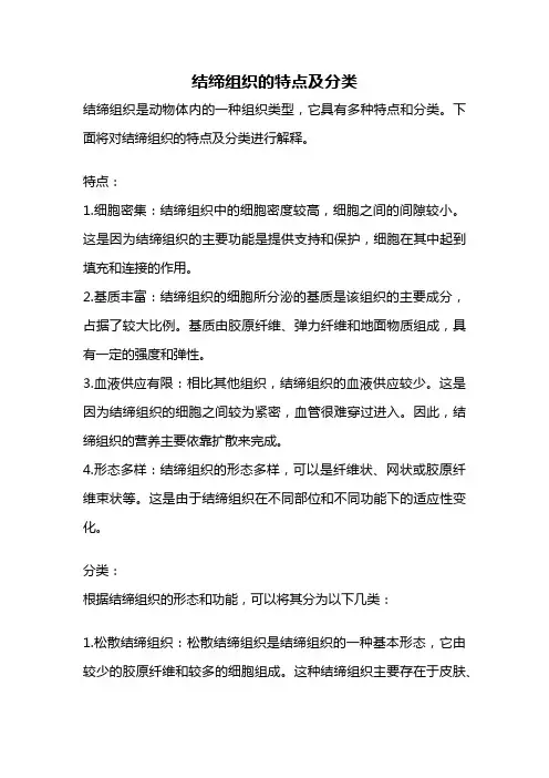 结缔组织的特点及分类