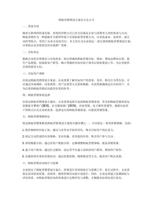 蚂蚁营销策划方案范文怎么写