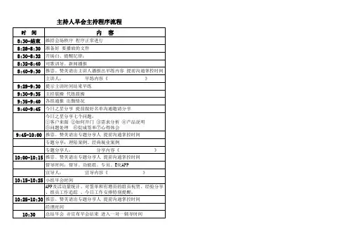 中国平安保险 主持人早会主持程序流程