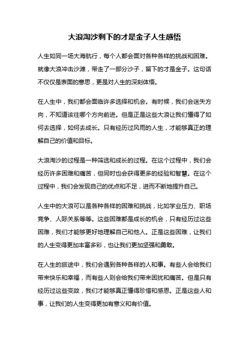 大浪淘沙剩下的才是金子人生感悟