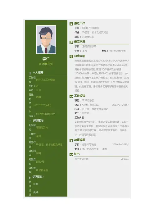 IT项目总监求职简历模版