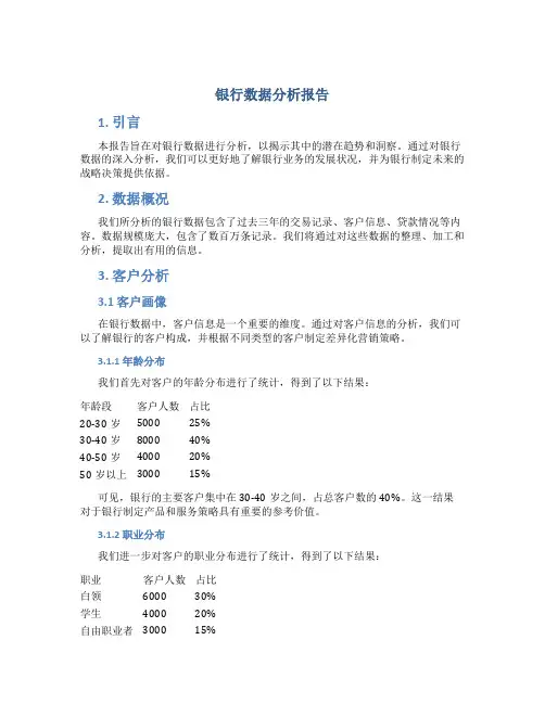 银行数据分析报告
