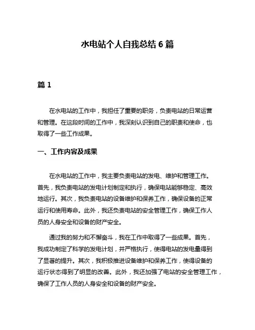 水电站个人自我总结6篇
