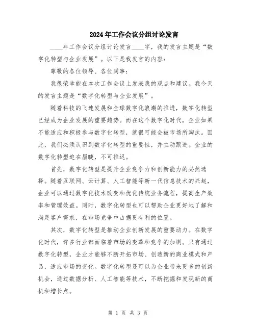 2024年工作会议分组讨论发言