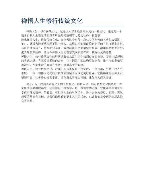 禅悟人生修行传统文化