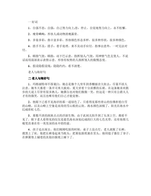 老人与海的好词好句好段