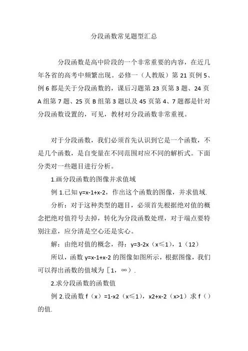 分段函数常见题型汇总