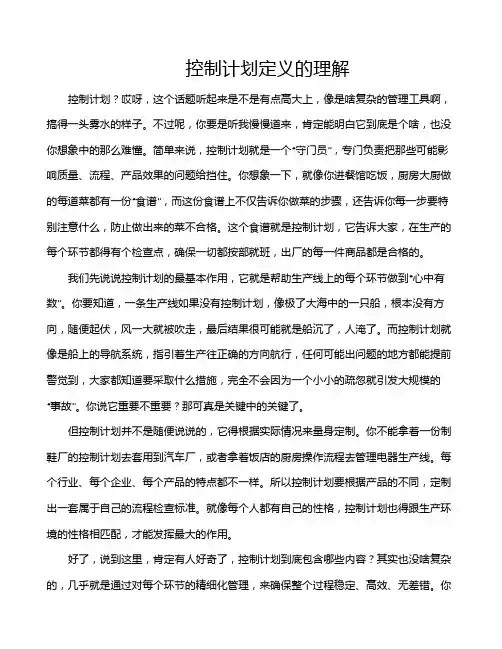 控制计划定义的理解