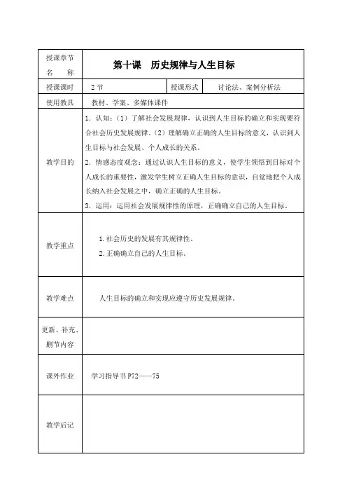 历史规律与人生目标