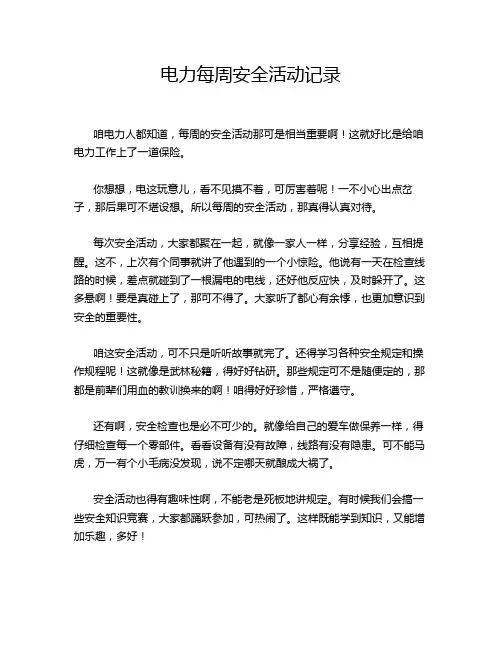 电力每周安全活动记录