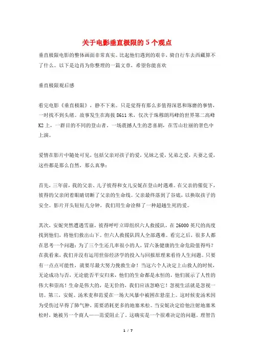 关于电影垂直极限的5个观点