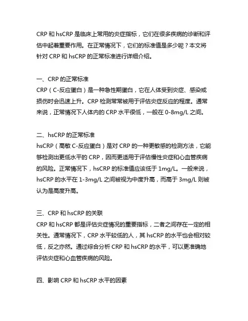 crp和hscrp的正常标准