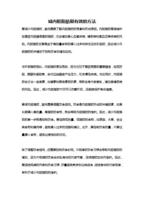 减内脏脂肪最有效的方法