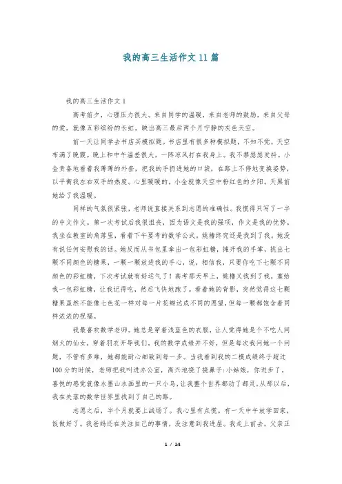 我的高三生活作文11篇