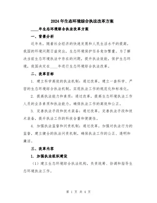 2024年生态环境综合执法改革方案