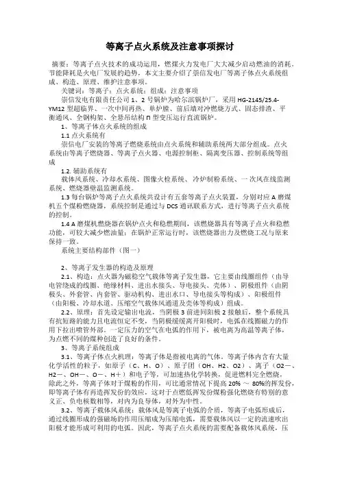 等离子点火系统及注意事项探讨