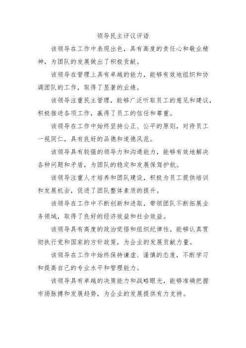 领导民主评议评语