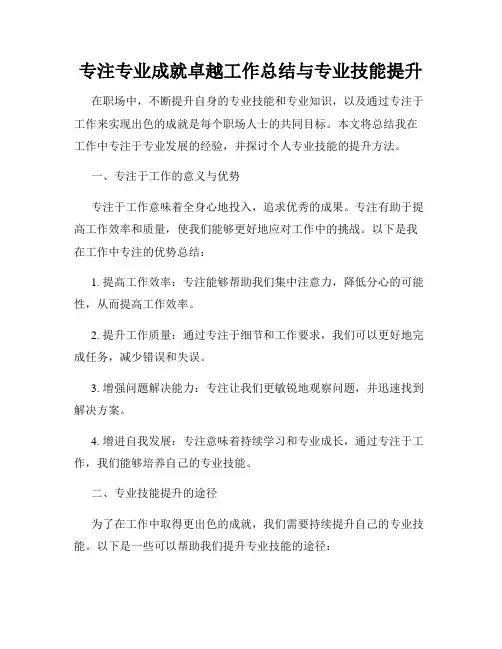 专注专业成就卓越工作总结与专业技能提升
