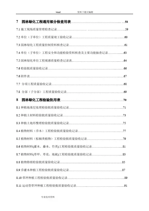 最新园林绿化表格(比较全面)
