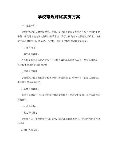 学校常规评比实施方案