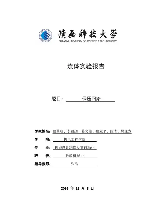 流体传动与控制实验报告