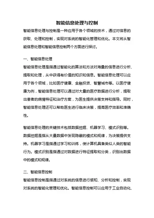 智能信息处理与控制