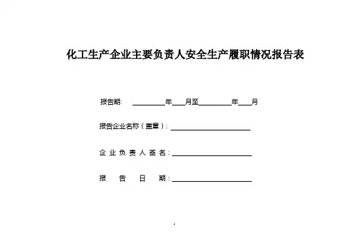 主要负责人安全生产履职情况报告表