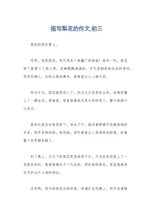 描写梨花的作文,初三