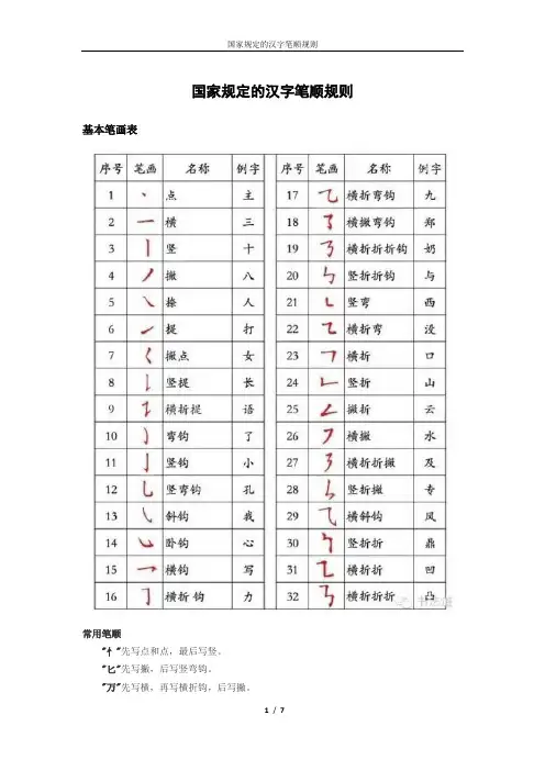 国家规定的汉字笔顺规则