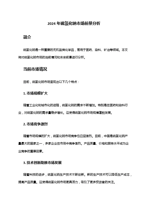 2024年硫氢化钠市场前景分析