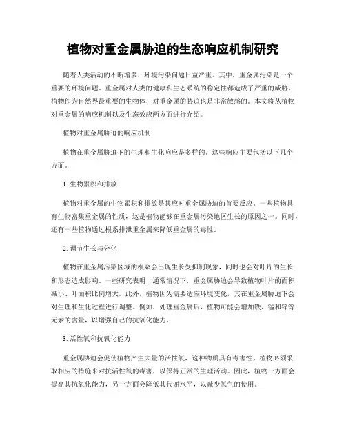 植物对重金属胁迫的生态响应机制研究