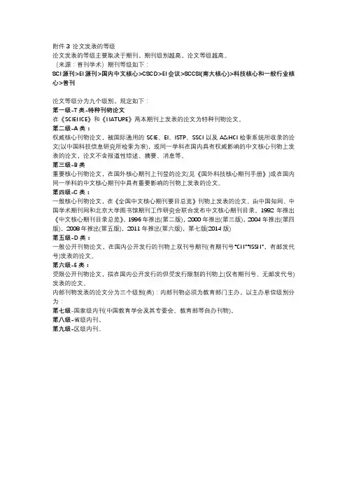 论文发表的等级