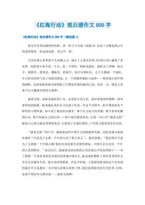 《红海行动》观后感作文800字