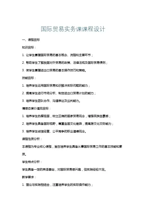 国际贸易实务课课程设计