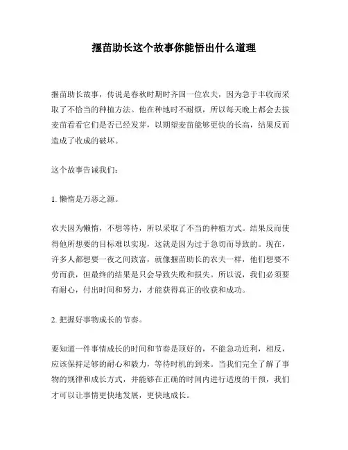 揠苗助长这个故事你能悟出什么道理