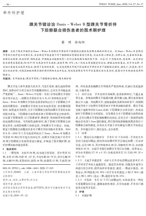 踝关节镜诊治Danis-Weber B型踝关节骨折伴下胫腓联合损伤患者的围术期护理