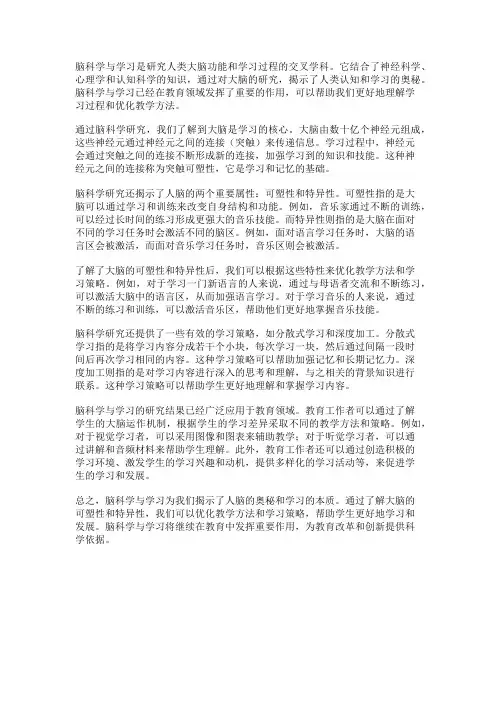 脑科学与学习